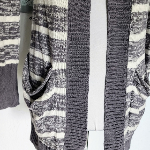 Roxy Open Front Cardigan Size Small 100% Cotton Long Sleeve Striped Sweater - Picture 5 of 10